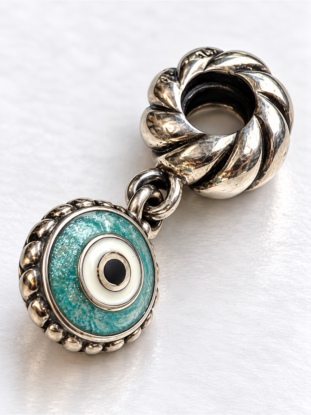 Pandora Evil Eye Dangle Charm 925 Sterling Silver Enamel, Gift, #792018_E009